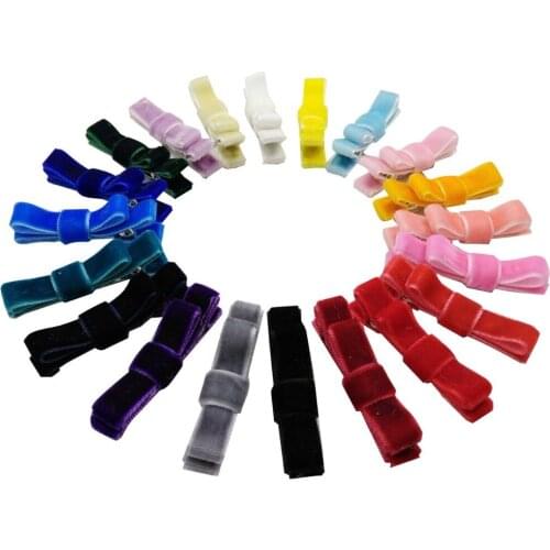 Velvet Ribbon Bow Clip , Girl Hair Headdress 100pcs