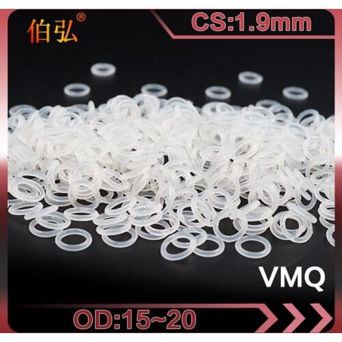 White Silicon O-Ring 10PCS/lot Silicone/VMQ CS1.9mm OD15/16/17/18/19/20mm O Ring Seal Rubber Gasket Rings Washer