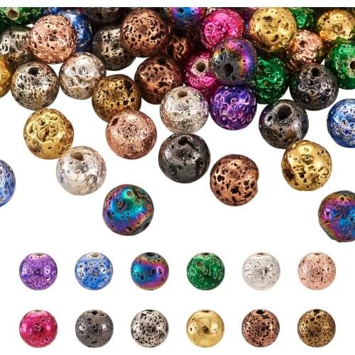 60Pcs Heart Natural Lava Rock Beads Strand Bumpy Electroplated Hole:1mm Beads for Jewelry Making DIY Earring Bracelet Decoration