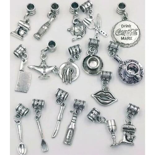 Fast delivery Bread machine/kitchen knife/fork knife spoon/coffee cup/beer bottle/bottle cap/teapot /goblet Charm Pendant