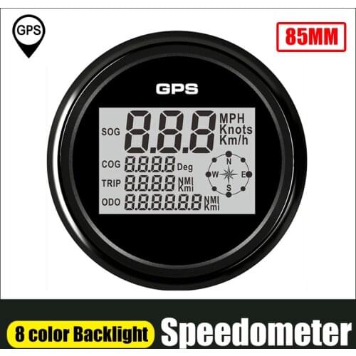 Digital 85mm GPS Speedometer Odometer Gauge With 8 Color Backlight 0-999 knots km/h mph SOG COG For Car Boat Truck Marine 9-32V