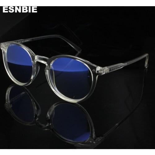 ESNBIE Mens Vintage Round Glasses Frames Anti Blue Ray Computers Glasses Women Transparent Glasses Oculos De Grau Masculino