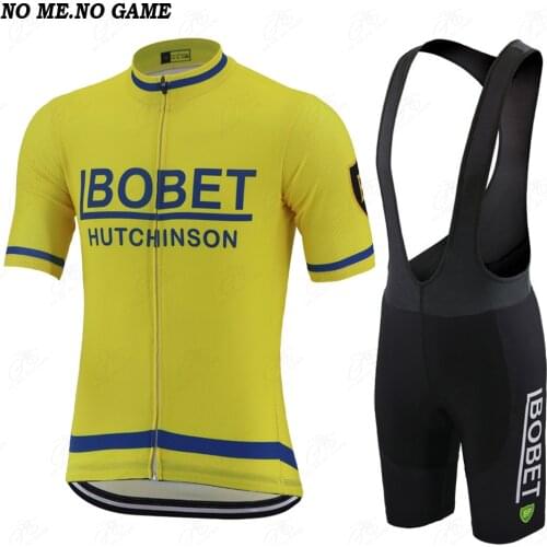 Summer yellow Retro cycling jersey Polyester Breathable Fabric men short sleeve road Racing bike wear clothing Quick Dry