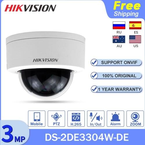 Hikvision PTZ IP Camera DS-2DE3304W-DE 3MP POE Mini Dome 4X Zoom 2-Way Audio CCTV Outdoor Video Surveillance Kamera Securite