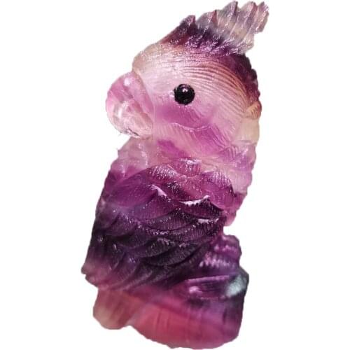 Natural Colored Fluorspar Parrot, Precision Hand-Carved Colored Fluorspar Parrot, Healing Chakra mineral quartz, Christmas gift