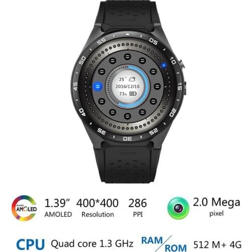 KW88 Smart Watch Phone Android 5.1 Quad Core MTK6580 512MB RAM 4GB ROM Support Heart Rate 3G Wifi GPS Gravity Sensor Pedometer