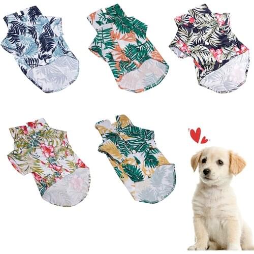 Summer Puppy Clothes Pet Breathable Shirt Printing Dog Cat Shirt Pet Sweat Shirts Cute Dog Clothing Hawaiian Printing Dog Shirt