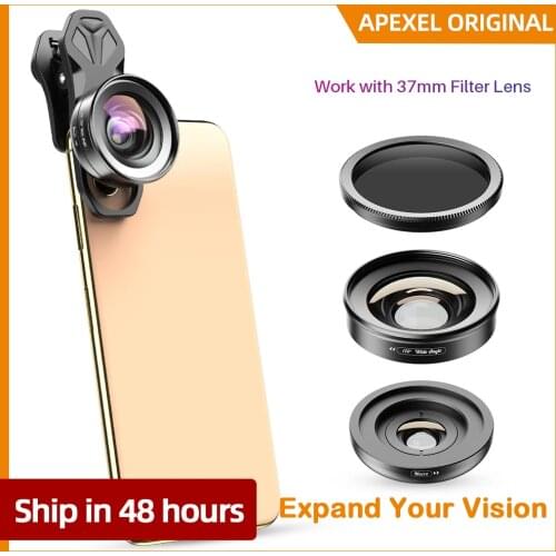 APEXEL 2in1 Mobile Phone Camera Lens Kit 120 Degree Super Wide Angle lens + 10X Macro Lens for iPhone Samsung Xiaomi Oneplus