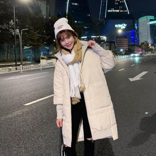 Winter newest hooded duck down jacket large collar thickened female coat fashion Korean big pocket medium and long women jackets