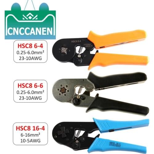 Tubular Terminal Crimping Tools Mini Electrical Plier HSC8 16-4 6-4 6-6 0.25-6.0mm2 23-10AWG 10-5AWG 6-16mm2 Clamp Set Hand Tool