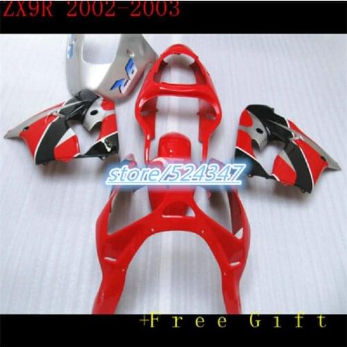 Wholesale ZX9R Fairing For Kawasaki Ninja ZX-9R 2002 2003 ZX9R ZX 9R 02-03 red silver ABS Body Kit