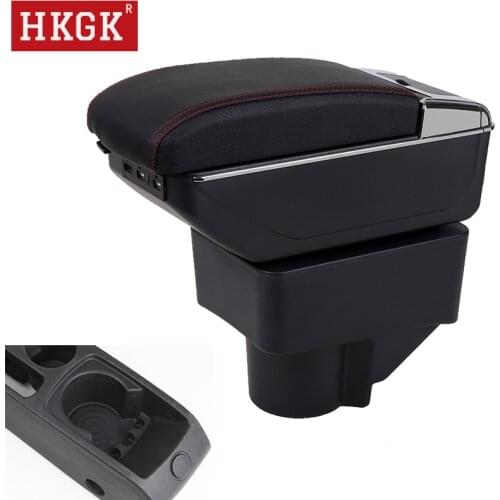 For Ford Fiesta Armrest Box Car Central Armrest Storage Box Dual Layer USB Charging cup holder ashtray modification accessories