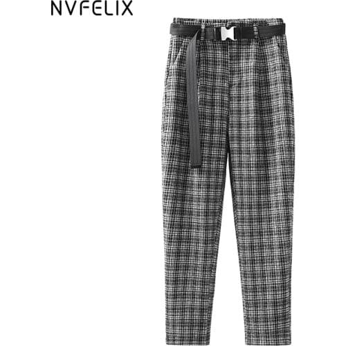 NVFelix Retro Plaid Casual Pants Woman High Waist Loose Mom Wide Leg Pants Casual Fashion 2021 New Baggy Harlan Trousers