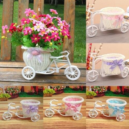 Rattan Flower Basket Pots for Plants Storage Container Bicycle Shape Storage Basket Vases Plant Holder Organizer Wedding Decor