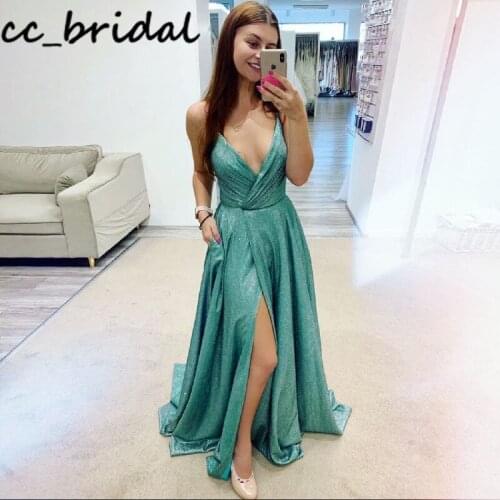 Sexy High Split Prom Dress Long 2020 Elegant V-neck Dresses Woman Party Night Vestidos de fiesta largos elegantes de gala