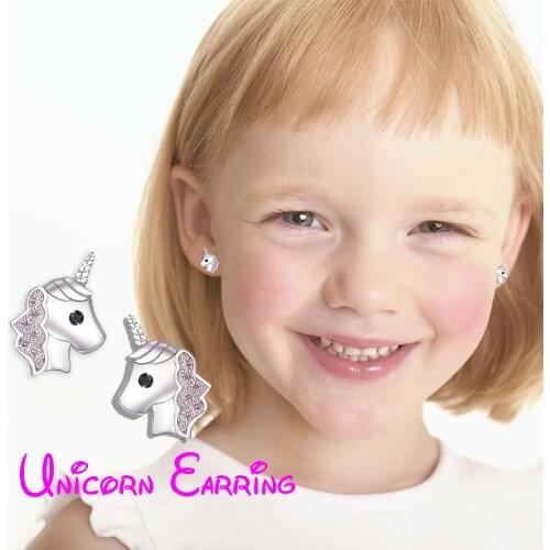 Advanced customization Cute animal Unicorn stud Earrings sweet Pink Unicorn Earrings for women girls kids fashion jewelry