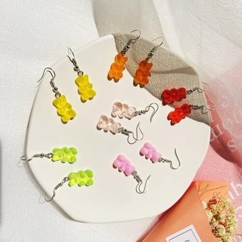 1 Pair Creative Cute Mini Gummy Bear Earrings Minimalism Cartoon Design Female Ear Hooks Danglers stud earings for women Jewelry