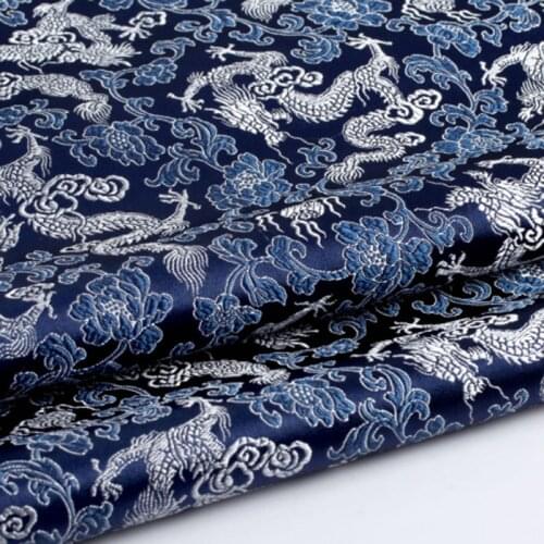 Pretty Navy Blue Dragon Brocade Fabric Costume patchwork fabric Upholstery Furnishing Materil Curtain Jacquard Apparel Home Deco