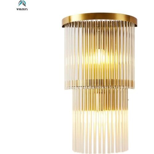 Modern Lustre Gold Steel Led E14 Wall Scones Led Luminarias Living Room Luxury Glass Wall Lamp Indoor Lighting Lamparas Fixtures