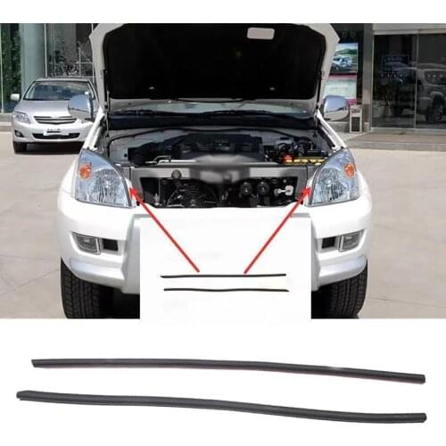 2 Pcs Car Front Headlight Hood Sealing Strip Rubber Lining Trim for Toyota Prado Land Cruiser 2003-2009 FJ120 LC120