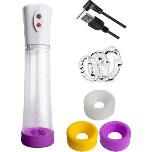 OLO Male Vacuum Pump Exerciser Penis Enlarger Erection Massager Air Extender Device USB Rechargeable with 3 Sealing Sleeves