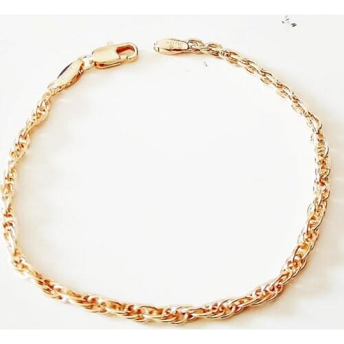 Women Bracelet 585 Rose Gold Color Jewelry New Fashion Rope Shape 170MM Slim Gold Color Women Bracelet Factory Direct