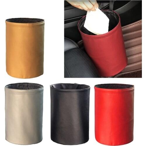 1 PC Multifunctional Folding Car Trash Can Double Waterproof Leather Car Garbage Can Organizer Waste Baskets Rubbish Bin
