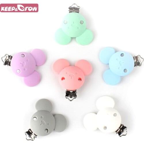 Keep&Grow 1Pc Silicone Baby Pacifier Clips BPA Free Mouse Shaped Baby Teething Nipple Chain Holder DIY Pacifier Chain Tools