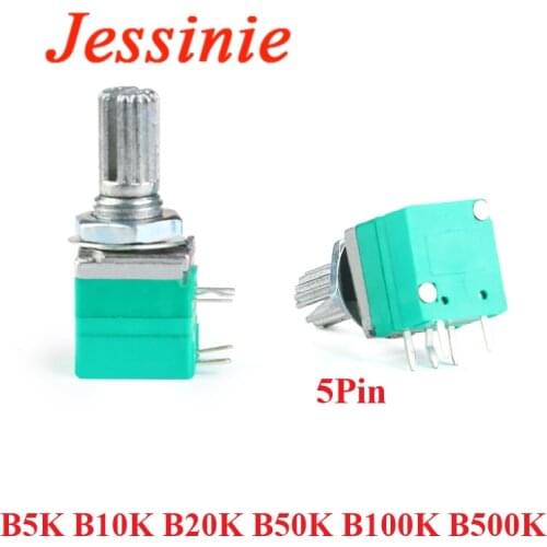 10 pcs RV097NS Single Audio Amplifier Seal Potentiometer With Switch 5P B5K B10K B20K B50K B100K B500K