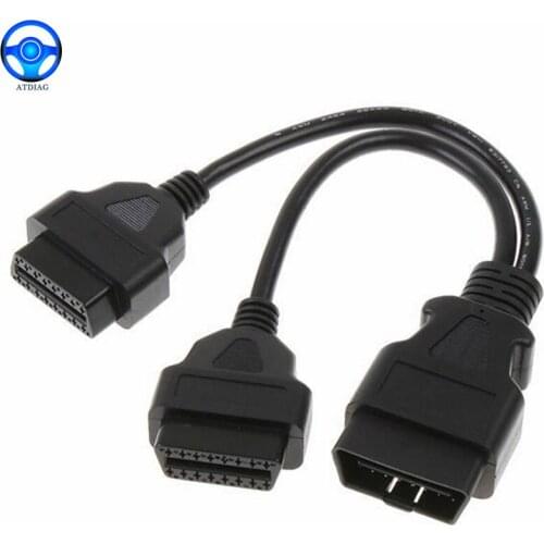30CM OBD2 16 Pin Cable Extension Splitter Male to Dual Female Y OBD 16Pin Cable 1-2 OBD Connector adapter with high quality