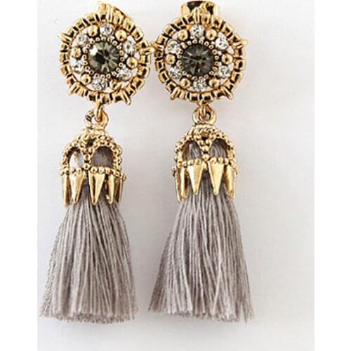 2019 Bohemian Vintage Accessories Long Drop Tassel Earrings Beautiful Metal Hollow Out Rose Rhinestone Brinco For Women