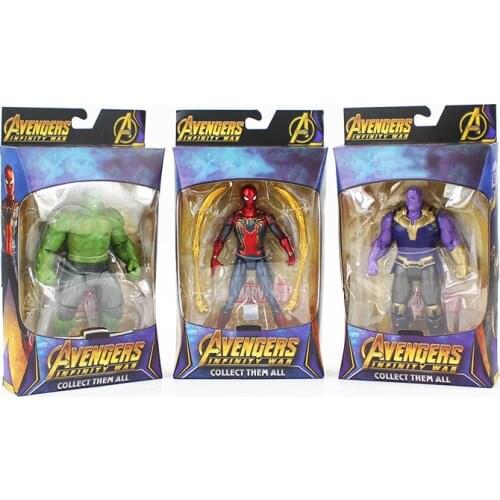 3Styles 18cm Marvel Avengers 3 Infinity War Thanos Iron Spiderman Hulk PVC Movable Collection Figure Model Toy Doll Gift