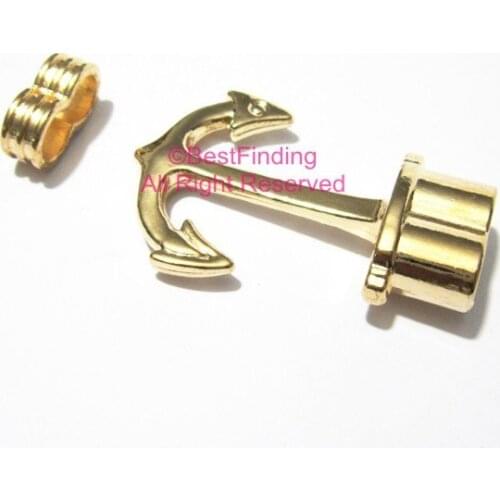 5mm Anchor hook clasp Gold open hook Round leather clasp