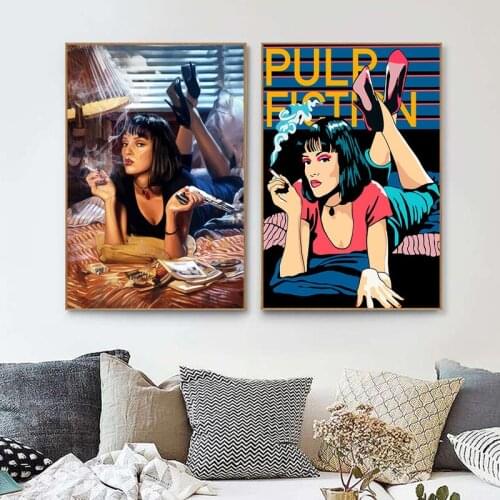 Classic Movie Pulp Fiction Smoking Woman Dancing Canvas Paintings Abstract Posters and Prints Wall Art Pictures for Home Decor