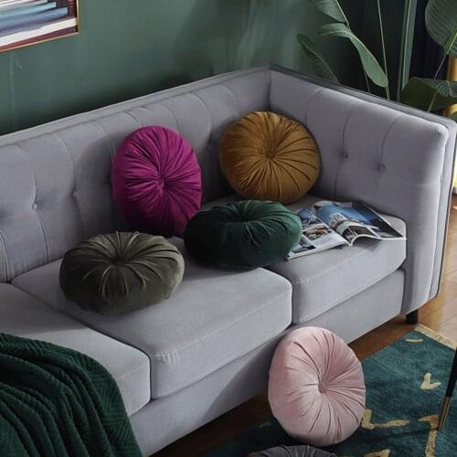 Velvet Pleated Round Pumpkin Throw Pillow European Style Sofa Pillow Throw Pillow Luxury Velvet Cushion Pleated Fabric Pumpkin