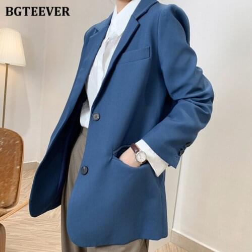 BGTEEVER Office Ladies Women Long Sleeve Suit Jackets 2020 Autumn New Slim Pockets Female Blazer Ladies Outwear Tops