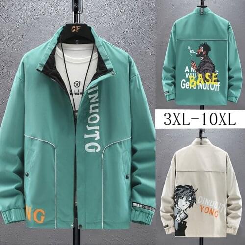 Large size men jacket print letter spring autumn new casual fat plus size mens fat loose jacket sports Outdoor coat jacket 10XL