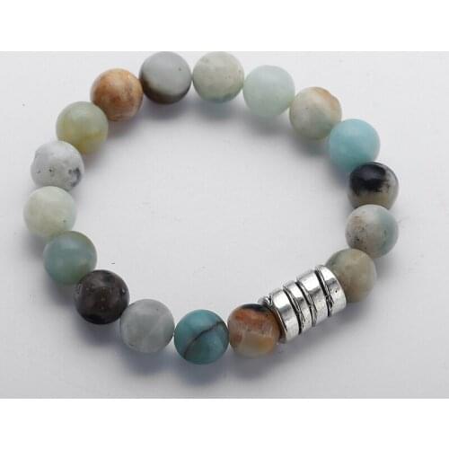Fashion Stones Stretch bracelets Handmade Beautiful Natural Amazonite Stone Bracelet bangle