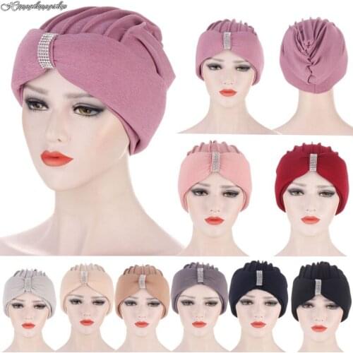 Women India Hat Women Ruffle Casual Cancer Chemo Hat Muslim Hijab Beanie Scarf Turban Head Wrap Cap Soft Headwear