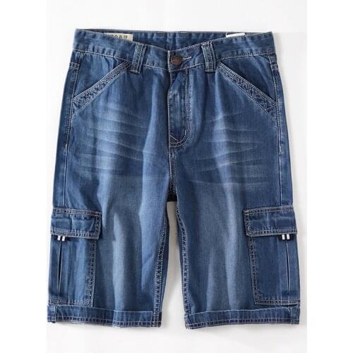 Casual Shorts Stretch Knee Length Jeans Designer Cotton Denim Summer Cargo Shorts Men size 40 42 44 46 48