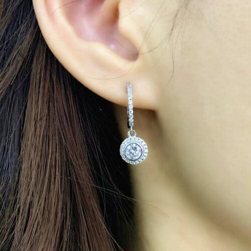 Elegant Cubic Zirconia Round Stud Earrings For Women Silver Color Crystal Rhinestone Wedding Earrings Brinco Jewelry Zk40