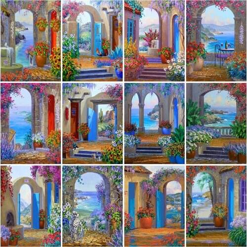 Evershine Diamond Painting Garden Mosaic Art 5D DIY Diamond Embroidery Town Landscape Hobbies And Crafts Home Decorations