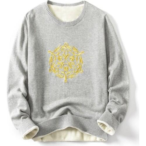 GlacialWhale 2021 Winter Mens Knitted Sweater Men Flower Sweaters Pullover Jumper Harajuku Korean Style Casual Gray Sweater Men