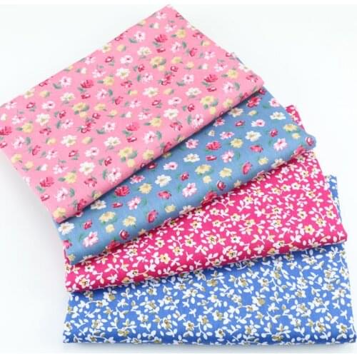 50cm*160cm Blue With Colorful Flowers Printed Cotton Fabric For Sewing Bedding Textile Cushions Letter Pillows Fabric D30