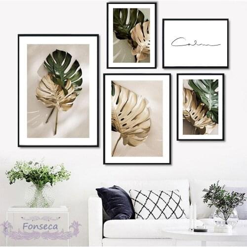 Green And Gold Leaf Nordic Ins Style Canvas Painting Hot Selling Decorative Wall Art Picture Posters For Living Room Decoration