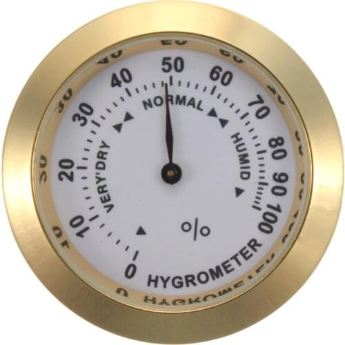 Brass Analog Hygrometer Cigar Tobacco Humidity Gauge & Glass Lens For Humidors Smoking Humidity Sensitive Gauge