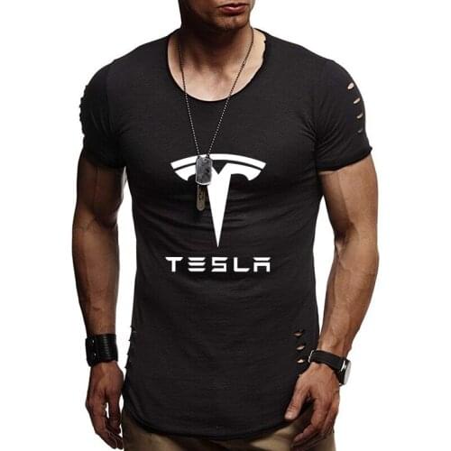 Summer Mens T-Shirt Tesla Car Logo Printed Mens Short Sleeve Casual Comfortable Light Crew neck Cotton Mens short sleeve