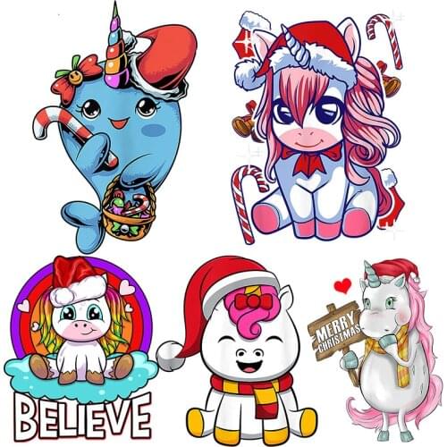 Iron on Lovely Unicorn Patches For Girl Boy Clothing DIY T-shirt Applique Heat Transfer Vinyl Stickers on Clothes Washbale Patch