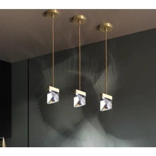 Nordic minimalist diamond led crystal chandelier light luxury creative restaurant bedroom bedside decoration hanging lamps