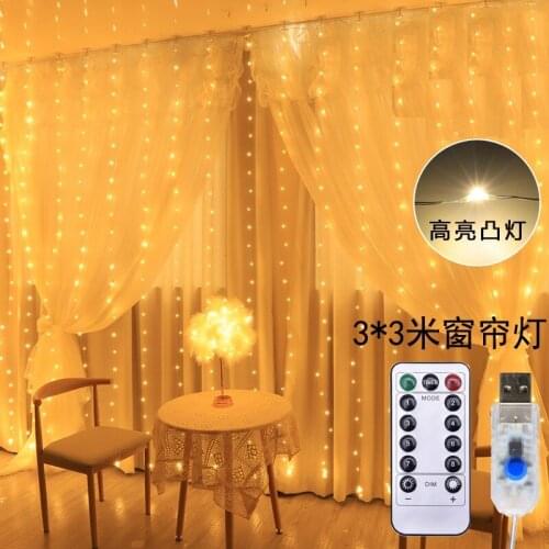 USB Powered 3m LED Christmas Lights Remote Controle New Year Garland Curtain Lamp Holiday Decoration For Home Bedroom Window